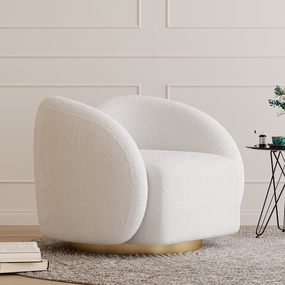 Questions et Réponses pour Fauteuil d'appoint pivotant blanc moderne Cloud Boucle