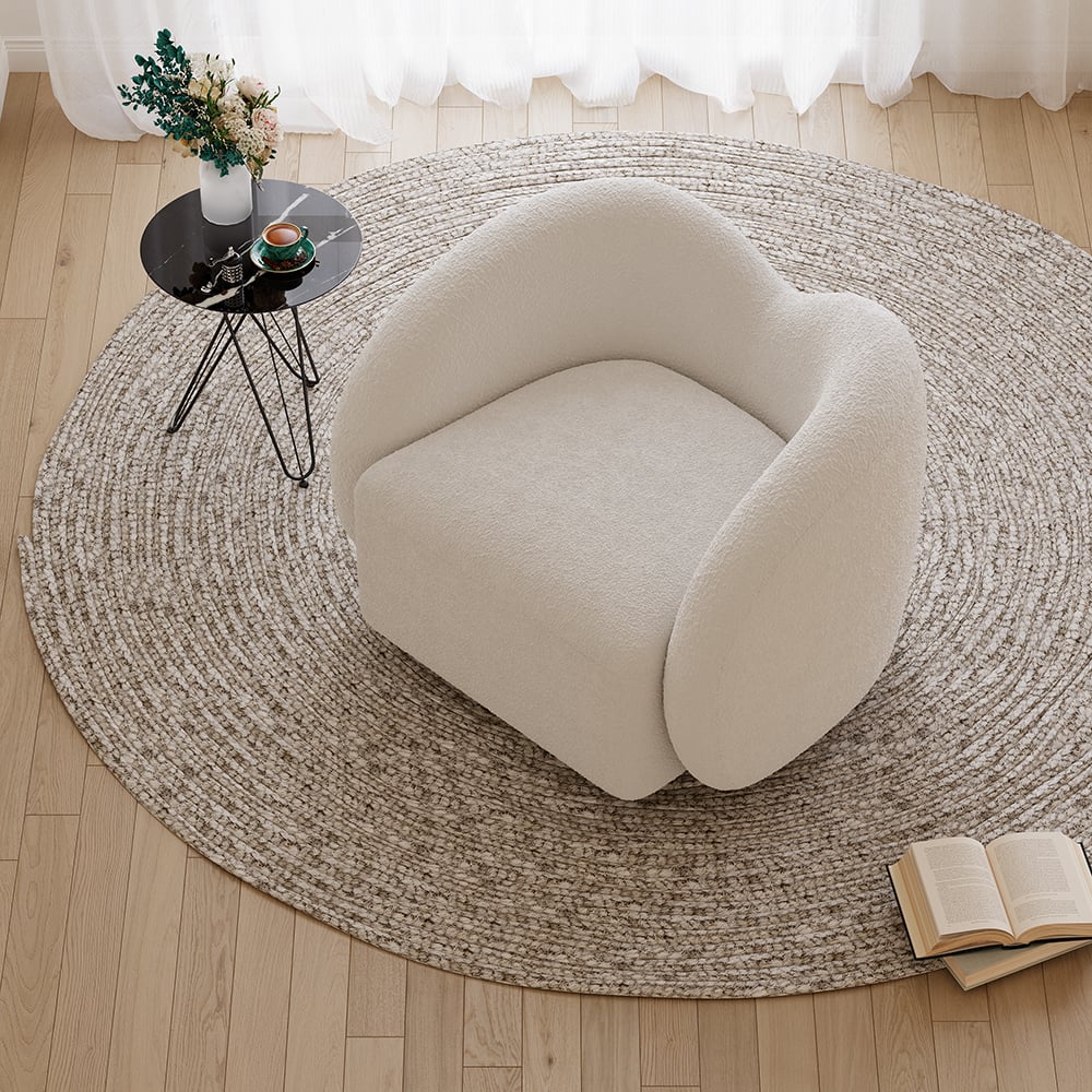 Questions et Réponses pour Fauteuil d'appoint pivotant blanc moderne Cloud Boucle