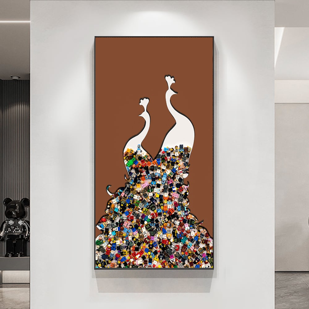 Questions et Réponses pour Blocs de construction rectangulaires en forme de paon de 1000 mm, décoration murale avec cadre en aluminium, salon