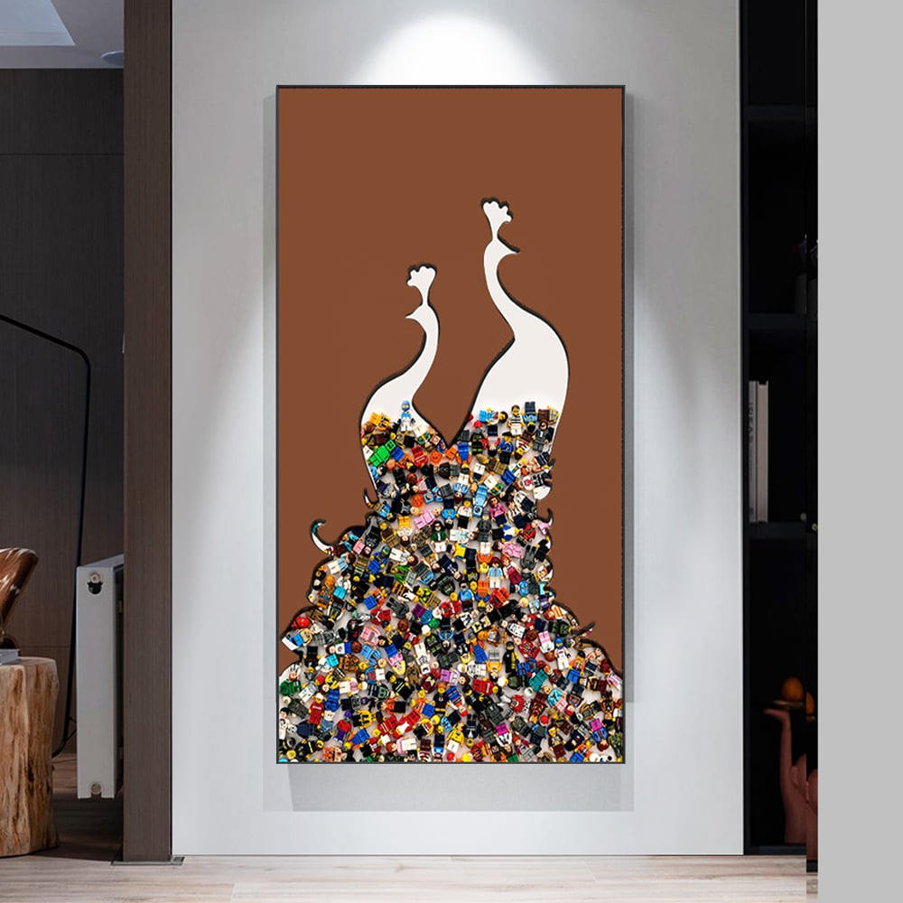 Questions et Réponses pour Blocs de construction rectangulaires en forme de paon de 1000 mm, décoration murale avec cadre en aluminium, salon