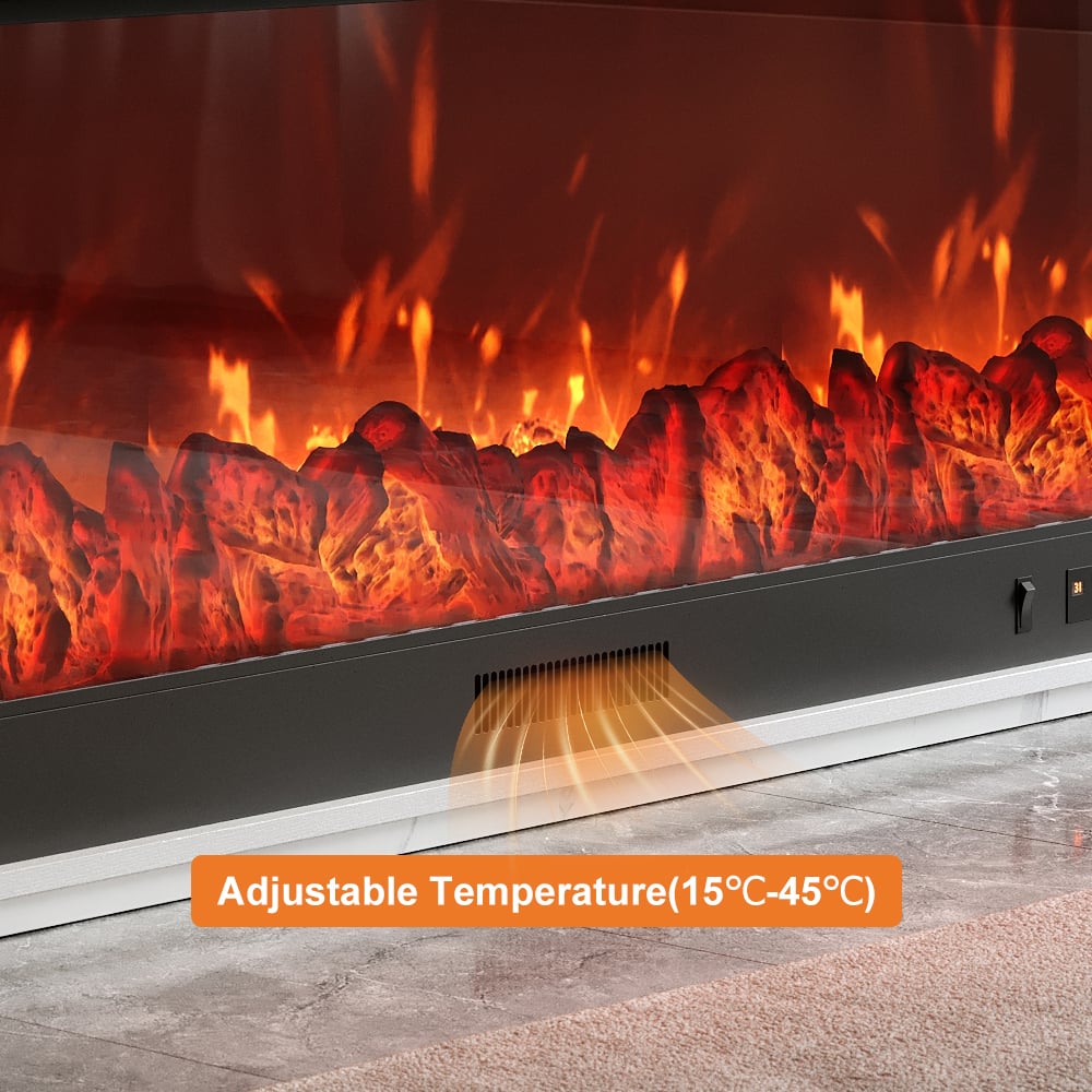 79" Sintered Stone Electric Fireplace TV Stand with Remote Control highlight image
