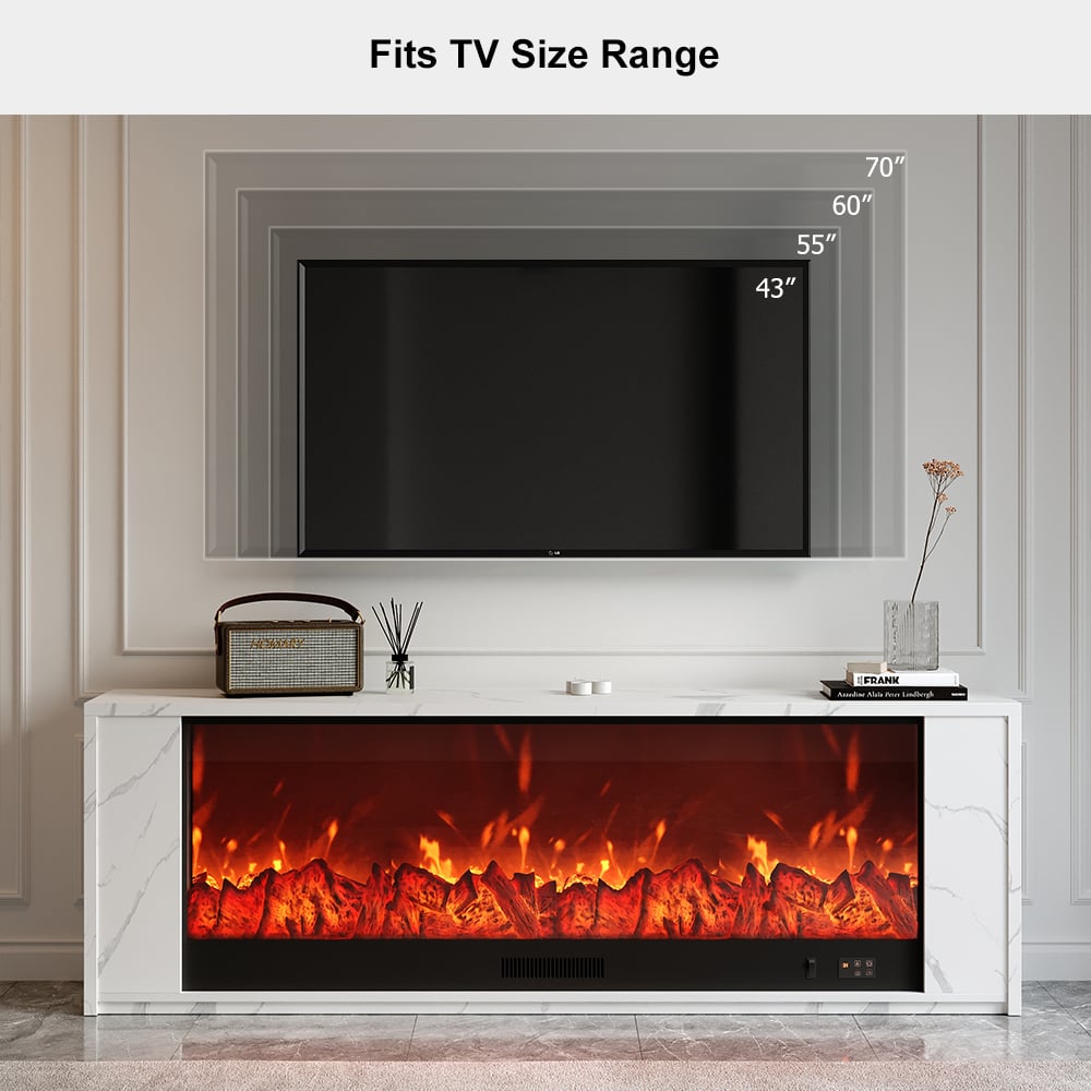 79" Sintered Stone Electric Fireplace TV Stand with Remote Control highlight image