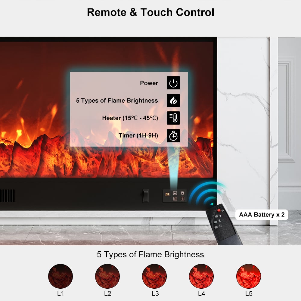 79" Sintered Stone Electric Fireplace TV Stand with Remote Control highlight image