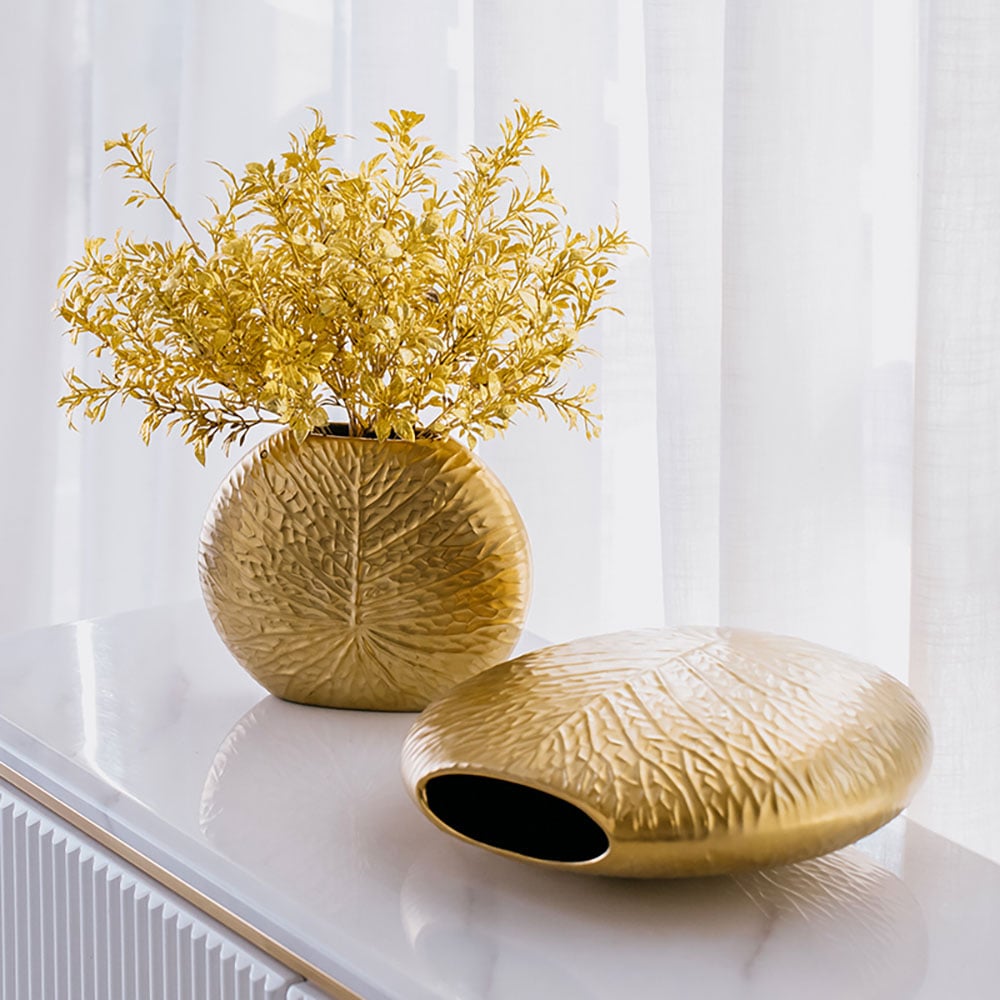 Questions and Answers for Bronze Gold Luxury Artificial Plants in Vase Creative Ceramic Vase Artificial Plants Set