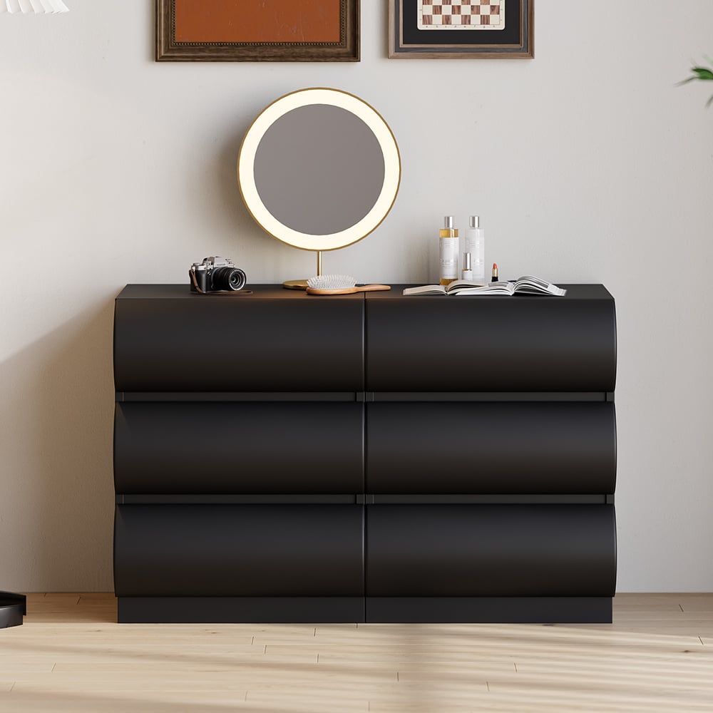 Questions and Answers for Humply 39" Leather Black 6-Drawer Dresser Chest