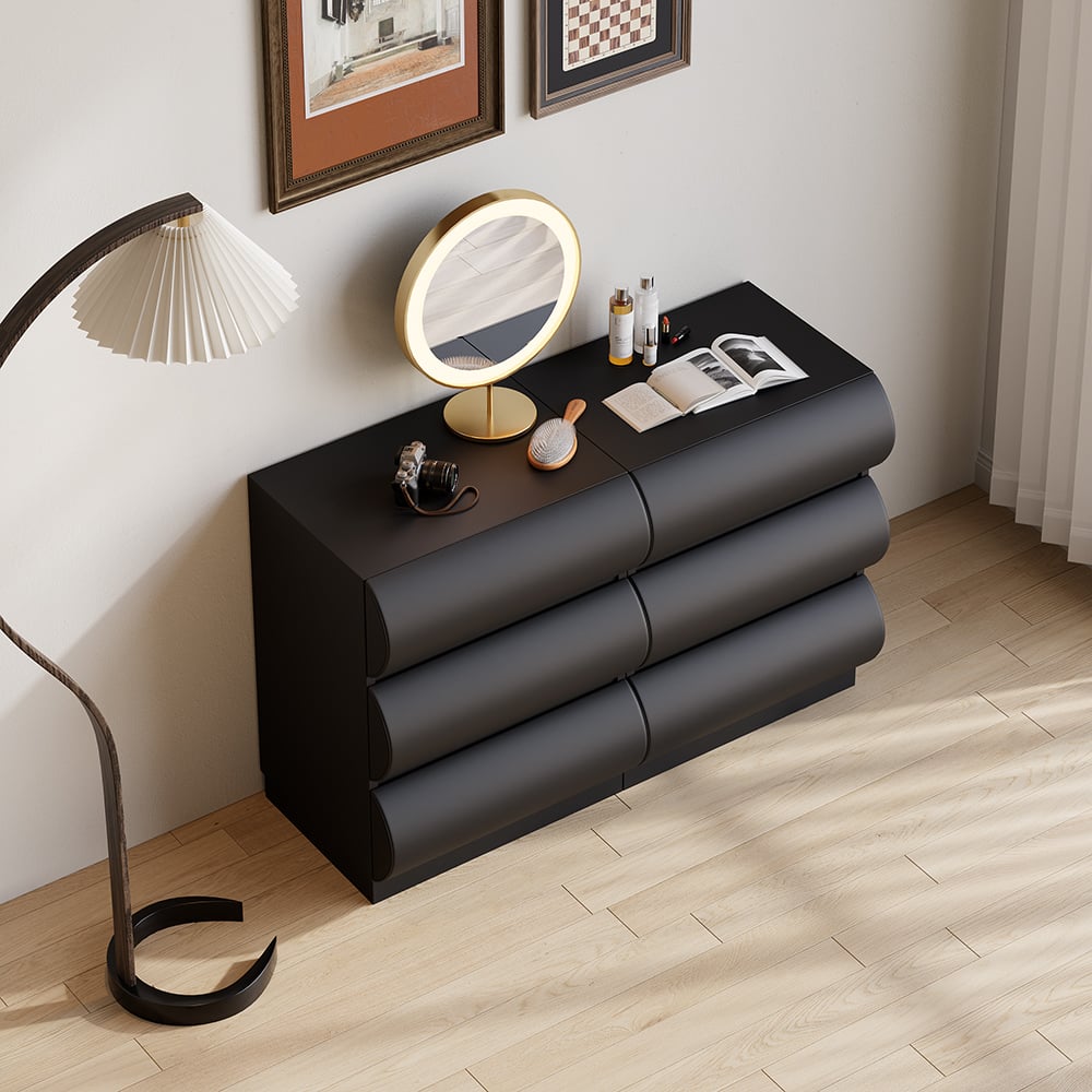 Questions and Answers for Humply 39" Leather Black 6-Drawer Dresser Chest