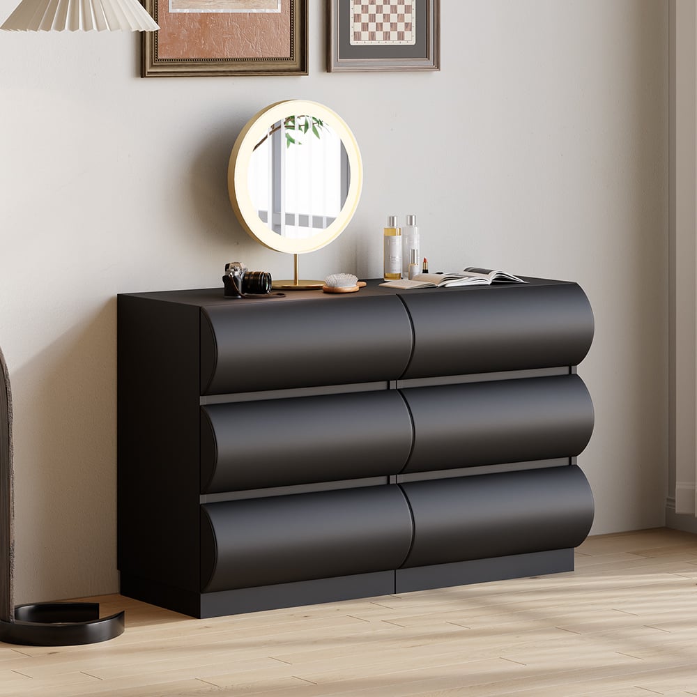 Questions and Answers for Humply 39" Leather Black 6-Drawer Dresser Chest