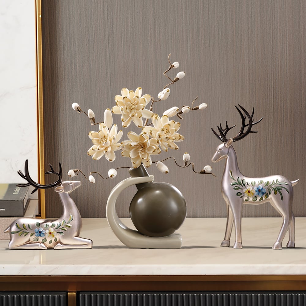 Questions and Answers for Creative Silver Deer Decoration Artificial Flower Set Golden Artificial Flowers in Vase
