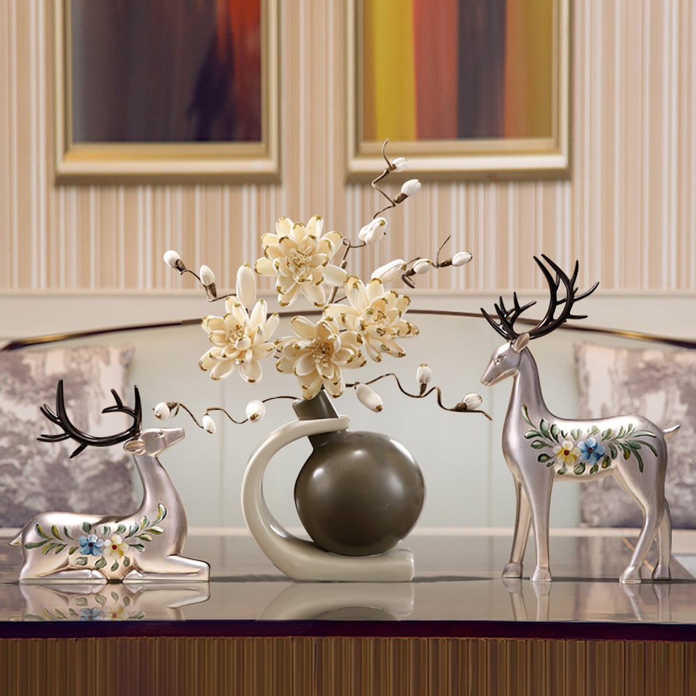 Questions and Answers for Creative Silver Deer Decoration Artificial Flower Set Golden Artificial Flowers in Vase