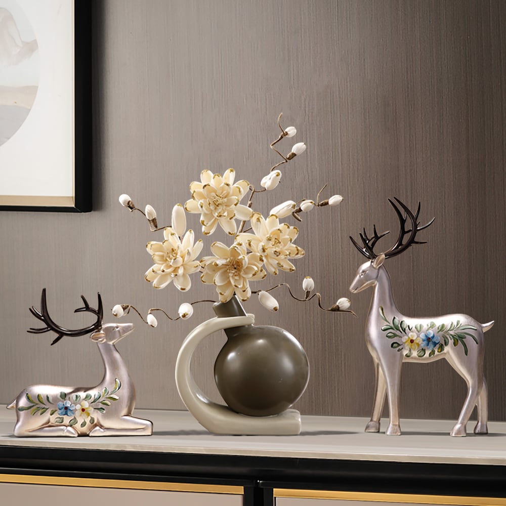 Questions and Answers for Creative Silver Deer Decoration Artificial Flower Set Golden Artificial Flowers in Vase