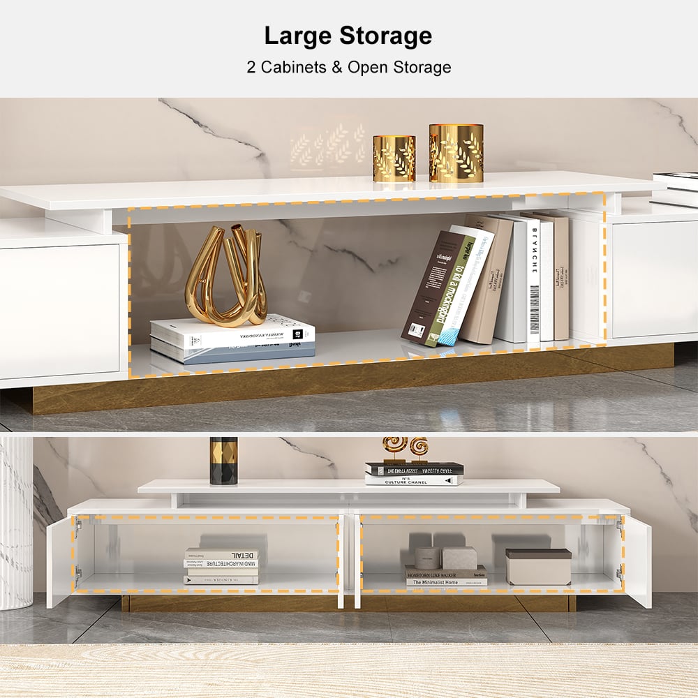 Mordelle Extendable TV Stand with Gold Base & Storage(63"-95") highlight image