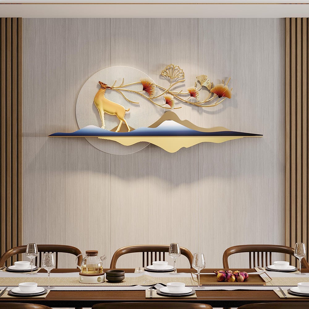 Questions and Answers for 1400mm Modern Metal Wall Decor with Hollow-Out Ginkgo Leaves & Deer for Living Room