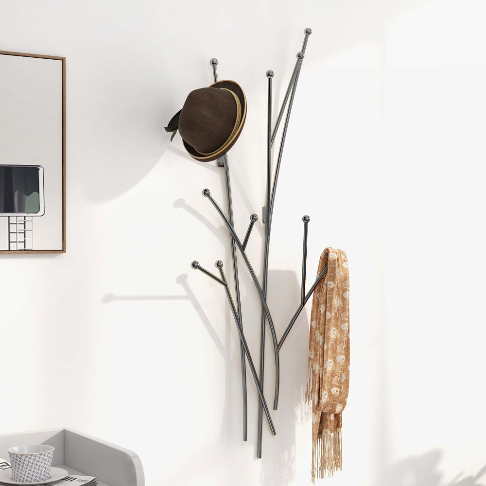 Customer Reviews for Modern 11-Hook Wall Mounted Coat Rack in Black with Tree Branch Shape