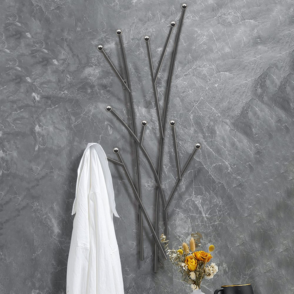 Customer Reviews for Modern 11-Hook Wall Mounted Coat Rack in Black with Tree Branch Shape