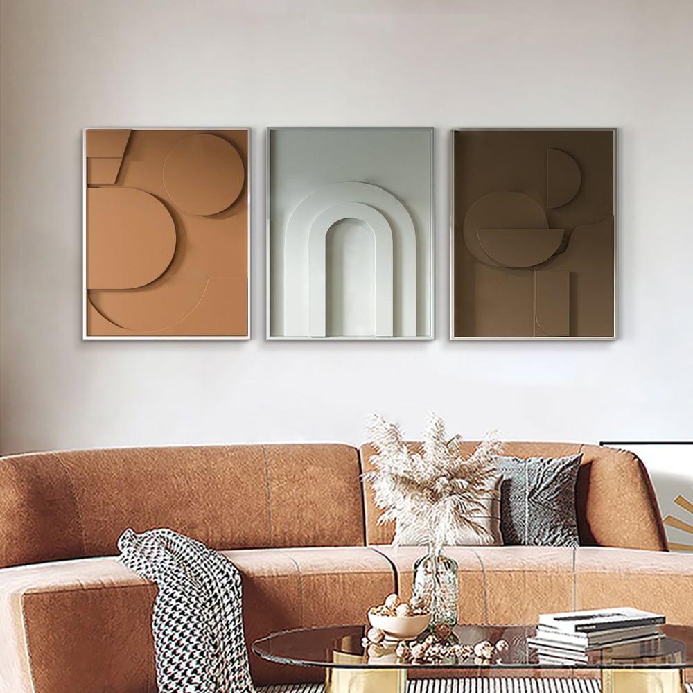 Recensioni dei clienti per Set di 3 pezzi di decorazioni da parete geometriche astratte con stampa su tela moderna per soggiorno