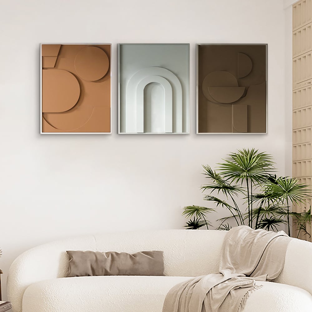 Recensioni dei clienti per Set di 3 pezzi di decorazioni da parete geometriche astratte con stampa su tela moderna per soggiorno