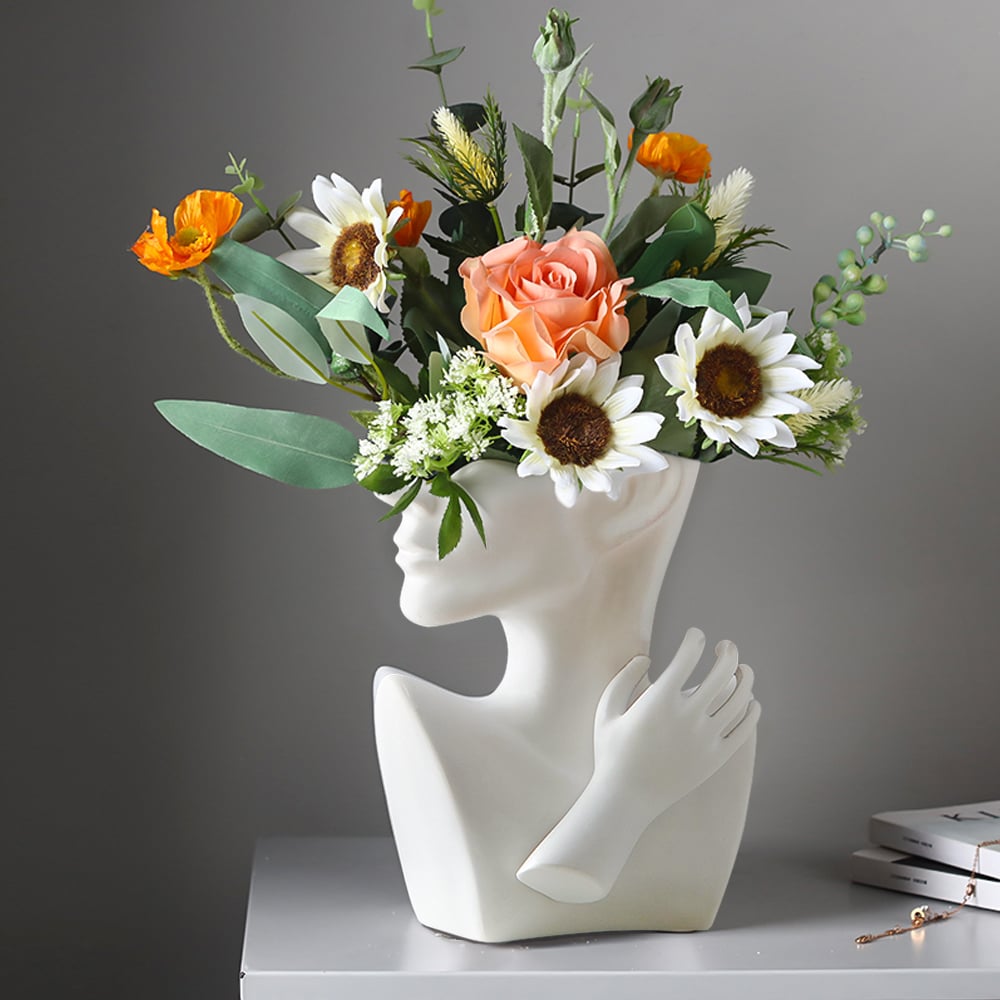 Domande e risposte per Statua di fiori in resina, 23 cm, a forma di busto, testa, decorazione per la tavola, per la casa, in bianco