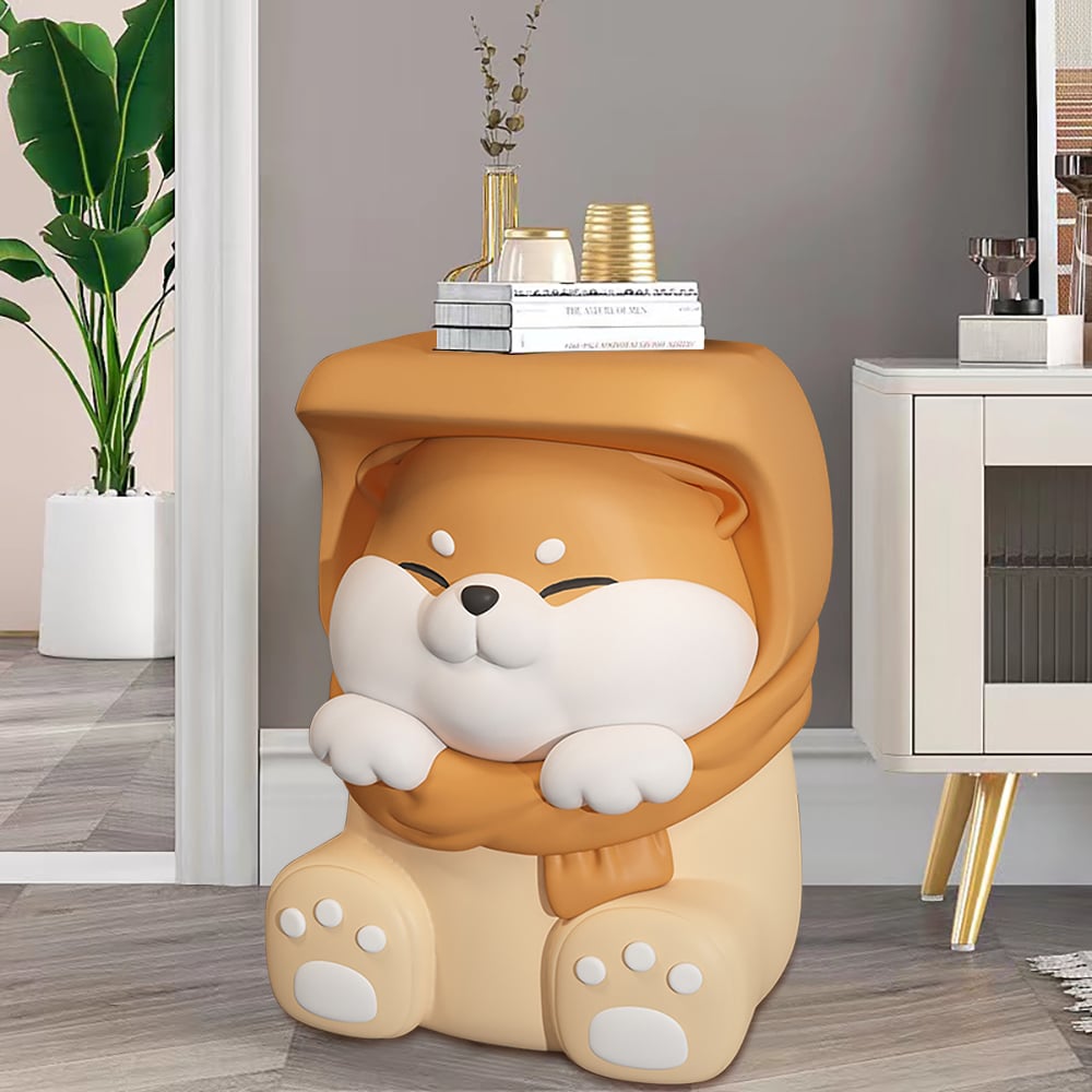 Questions and Answers for Cute Dog Side Table Floor Resin End Table Footstool for Living Room