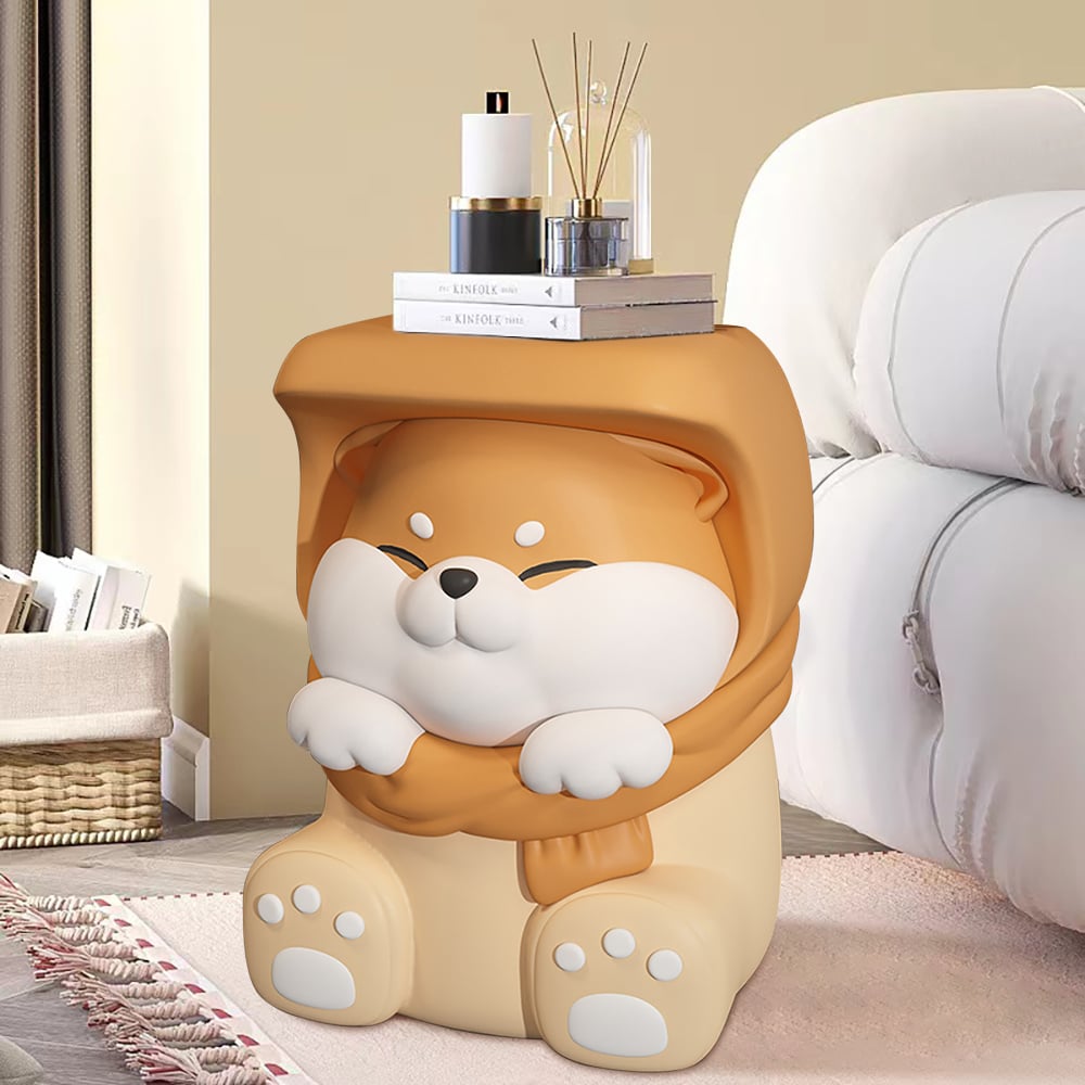 Questions and Answers for Cute Dog Side Table Floor Resin End Table Footstool for Living Room