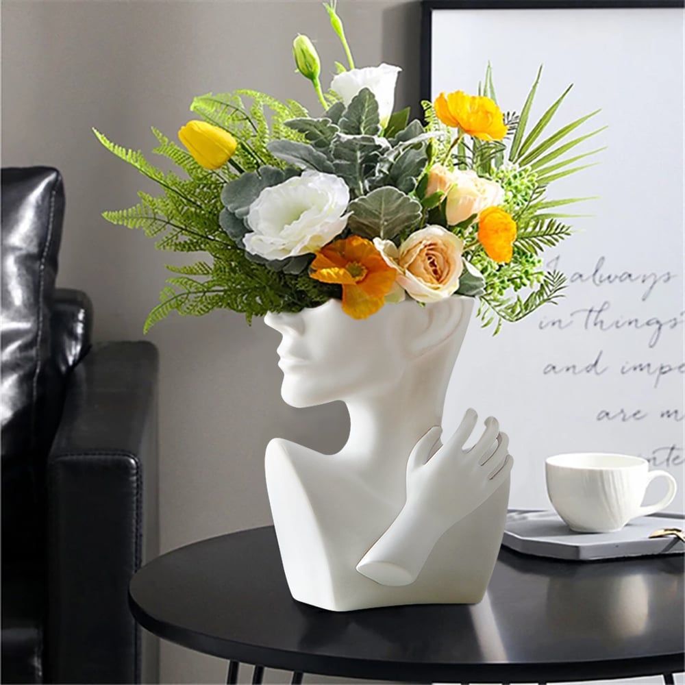 Domande e risposte per Statua di fiori in resina, 23 cm, a forma di busto, testa, decorazione per la tavola, per la casa, in bianco