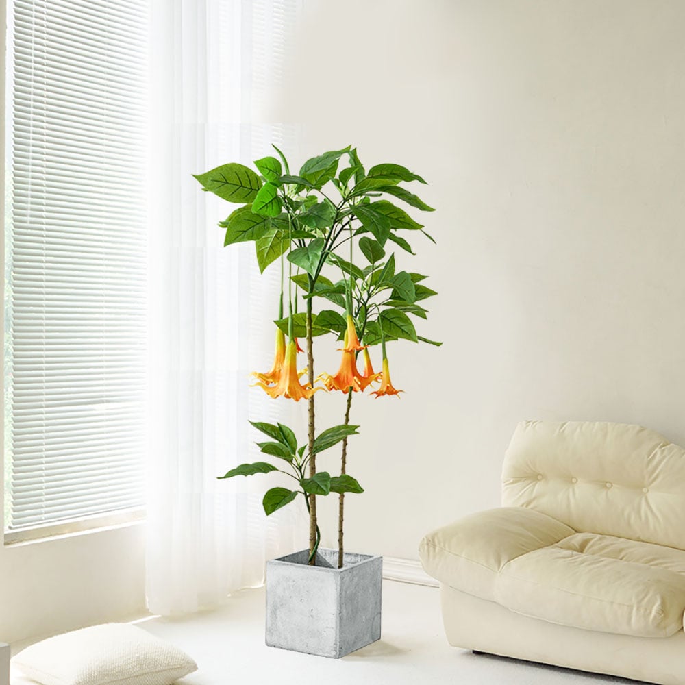 Questions and Answers for 140CM Artificial Flower Tree With Retro Pot Datura Flowers 1 Piece Faux Plastic Plant