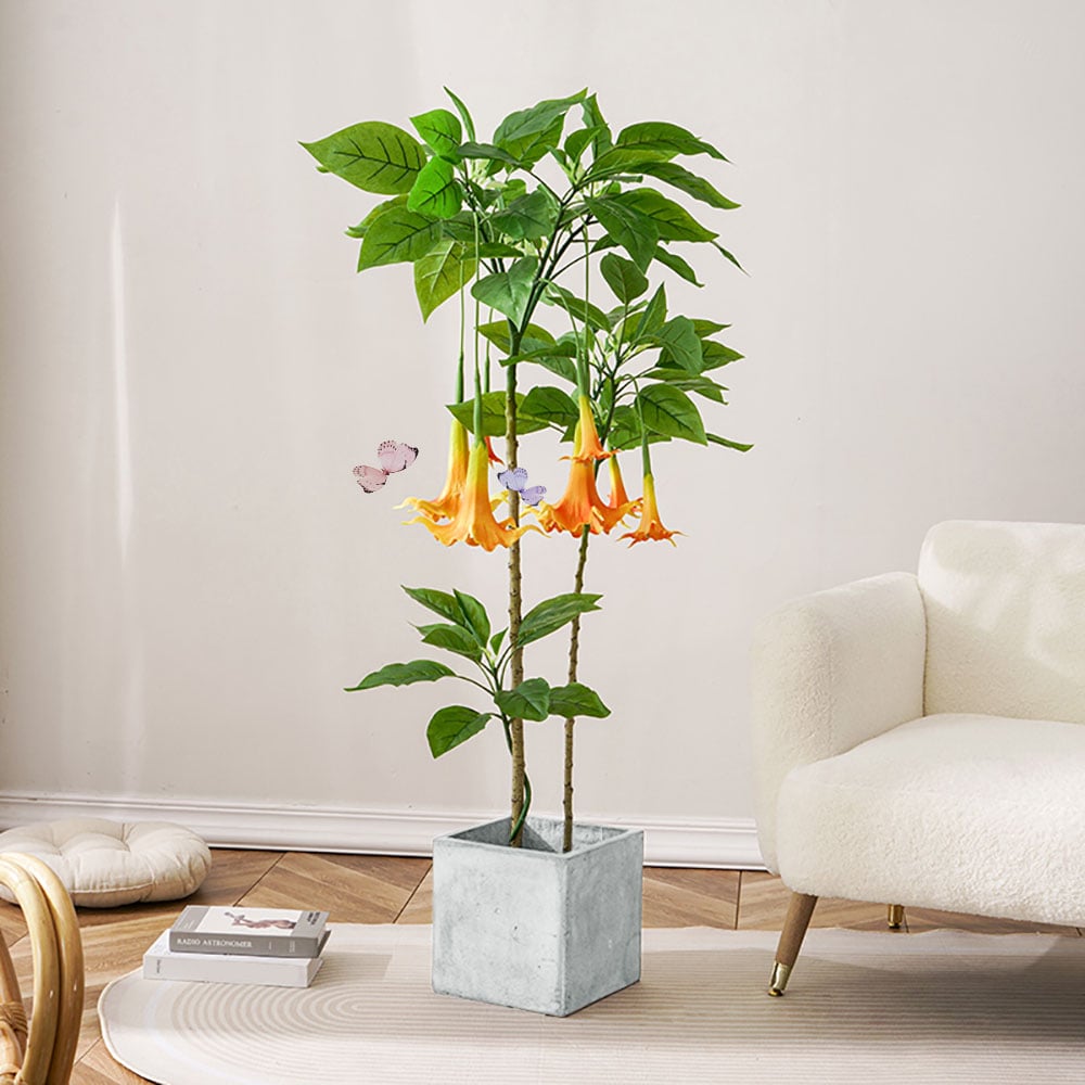 Questions and Answers for 140CM Artificial Flower Tree With Retro Pot Datura Flowers 1 Piece Faux Plastic Plant