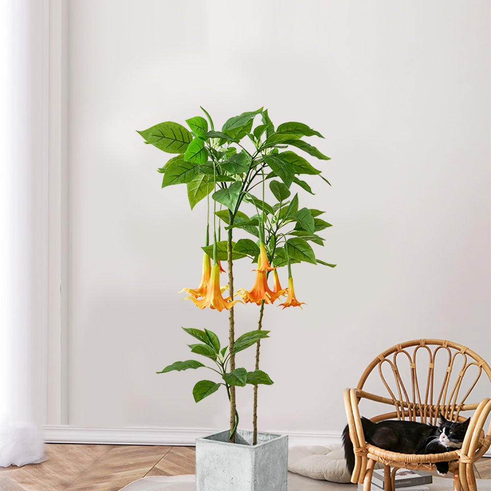 Questions and Answers for 140CM Artificial Flower Tree With Retro Pot Datura Flowers 1 Piece Faux Plastic Plant