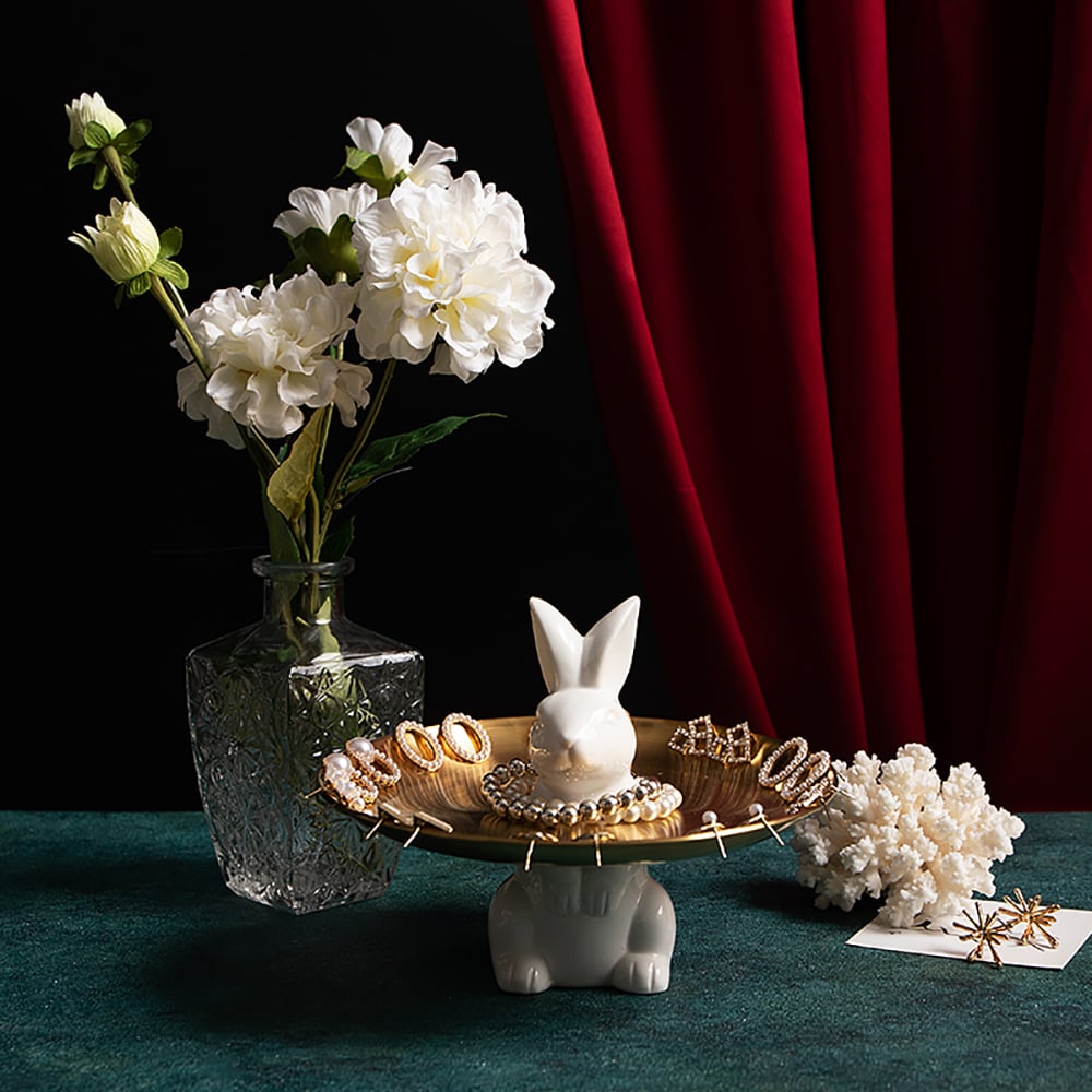 Customer Reviews for White & Gold Ceramic Rabbit Decorative Storage Tray Holder Desk Animal Statue Ornament