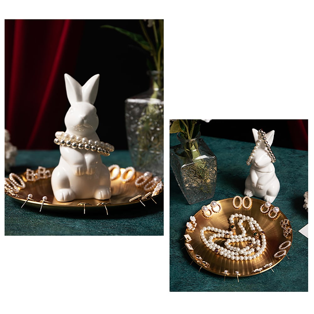 Customer Reviews for White & Gold Ceramic Rabbit Decorative Storage Tray Holder Desk Animal Statue Ornament