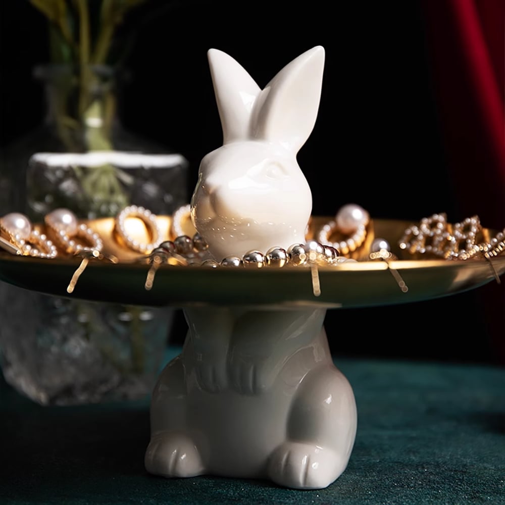 Customer Reviews for White & Gold Ceramic Rabbit Decorative Storage Tray Holder Desk Animal Statue Ornament