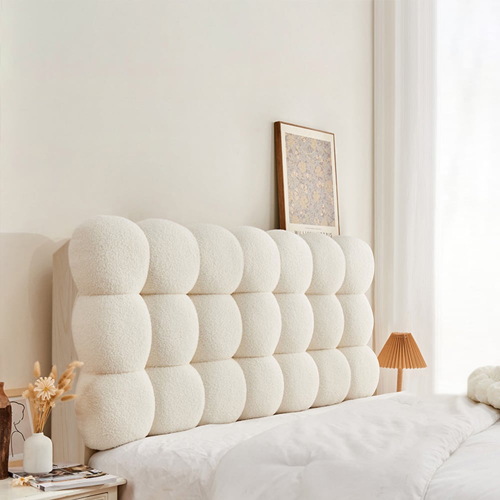 Customer Reviews for Bubbou Modern Queen Tufted Upholstered Boucle Headboard Pillow in White