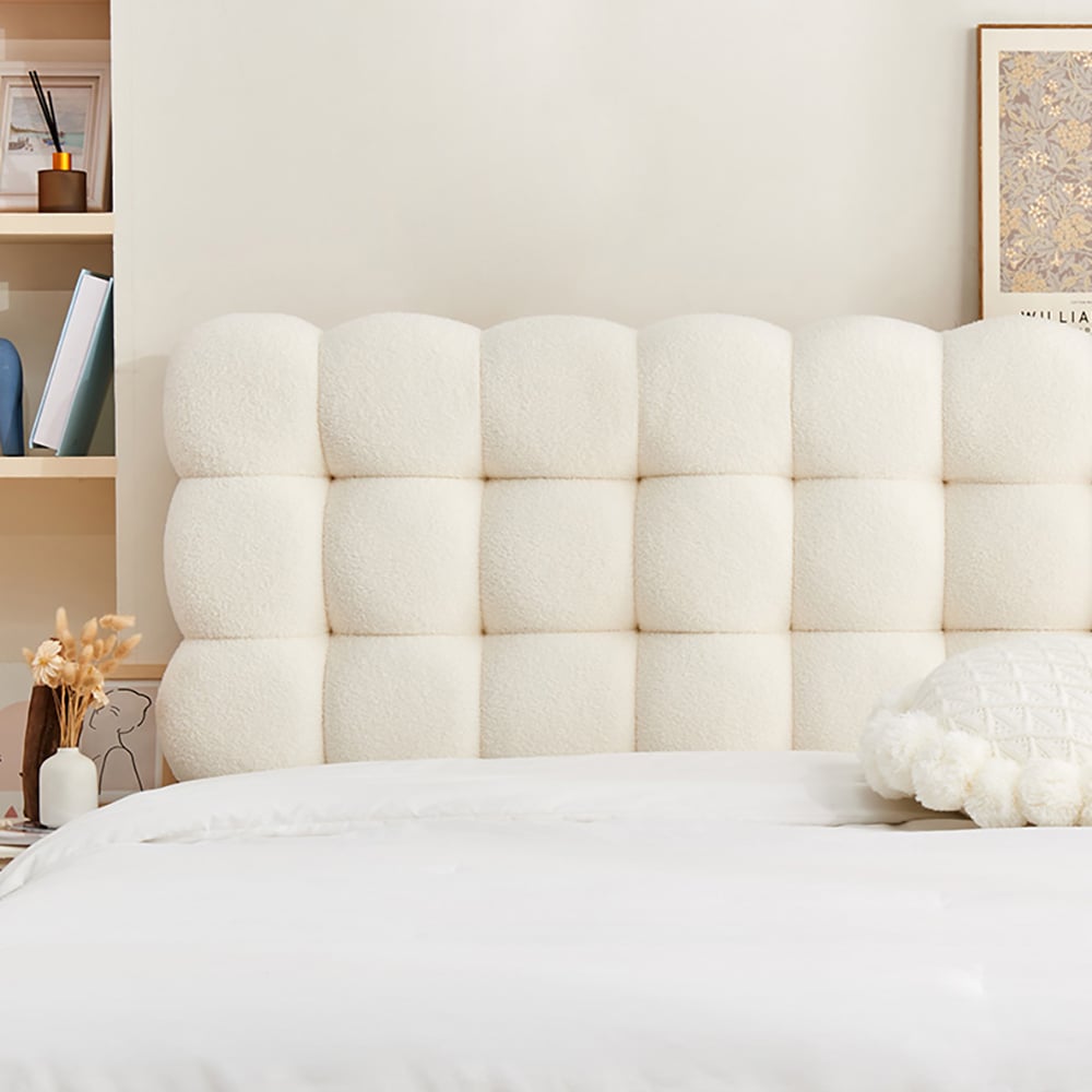 Customer Reviews for Bubbou Modern Queen Tufted Upholstered Boucle Headboard Pillow in White