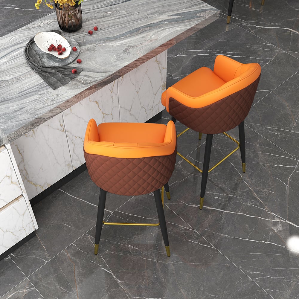 Questions and Answers for Modern PU Leather Counter Stools with Upholstery Orange