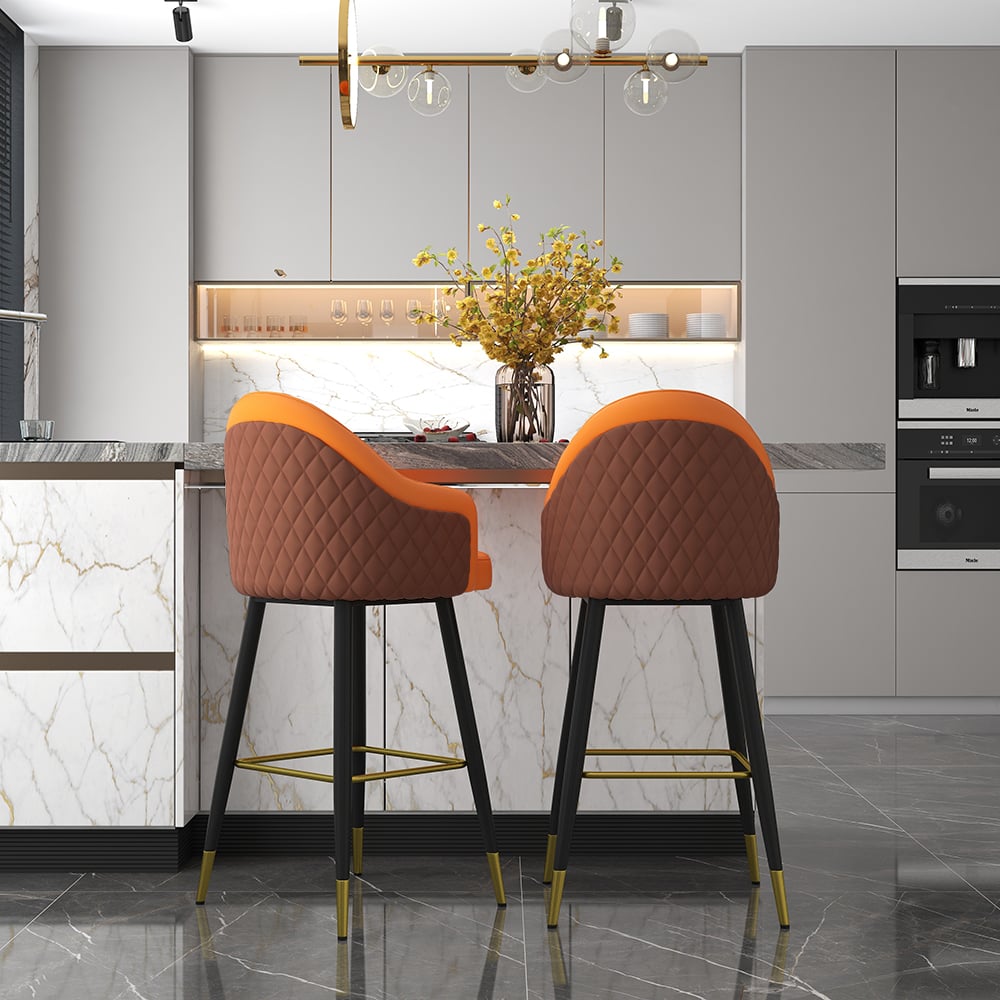 Questions and Answers for Modern PU Leather Counter Stools with Upholstery Orange