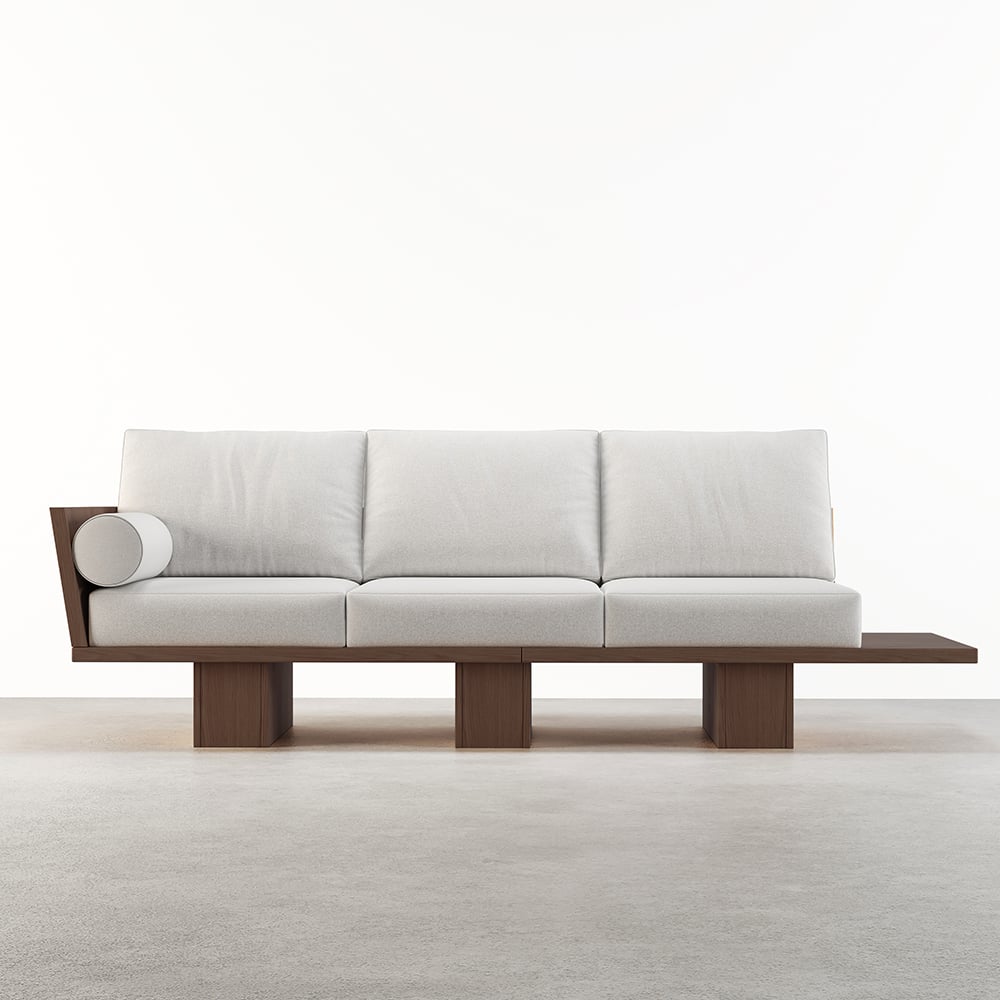 Questions and Answers for 97" Walnut Japandi Solid Wood Living Room Sofa 3-Seater Cotton & Linen Upholstery