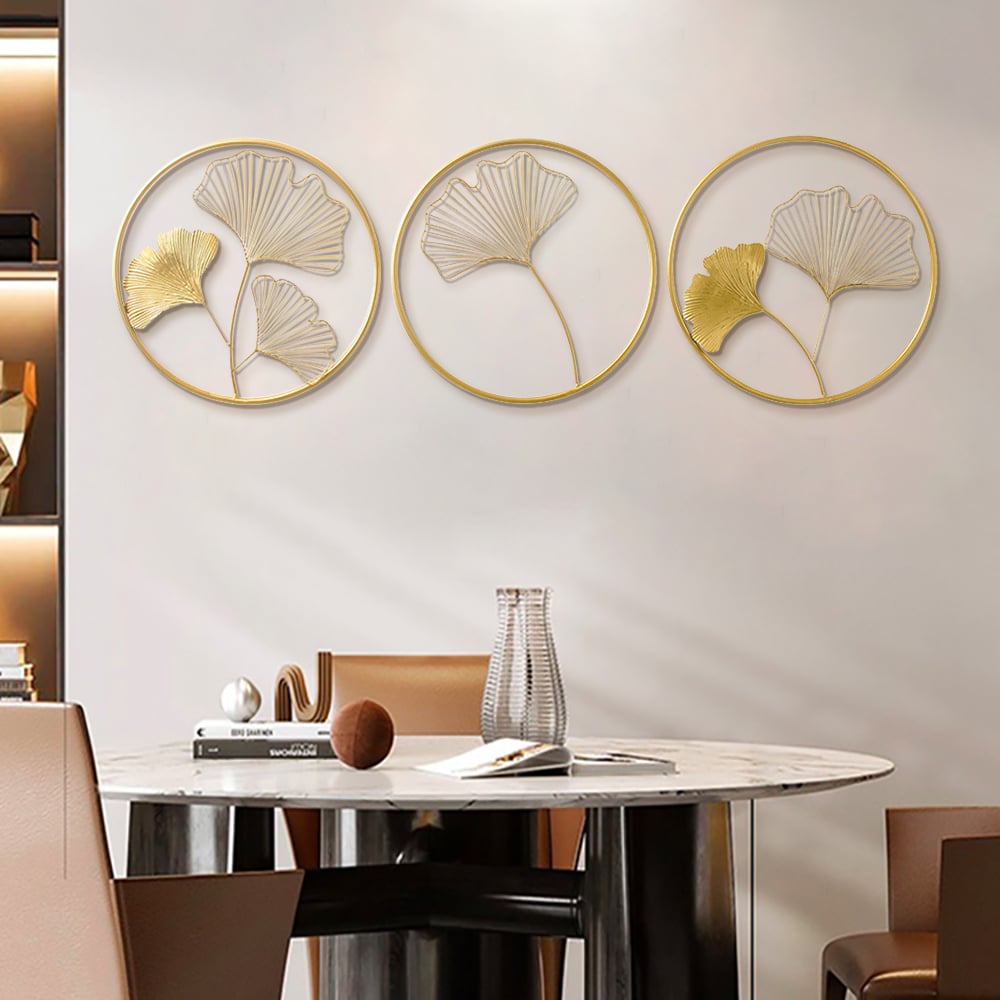 Customer Reviews for 3Pcs Stylish & Artistic Metal Wall Decor with Classic Golden Ginkgo Leaves 455mmW