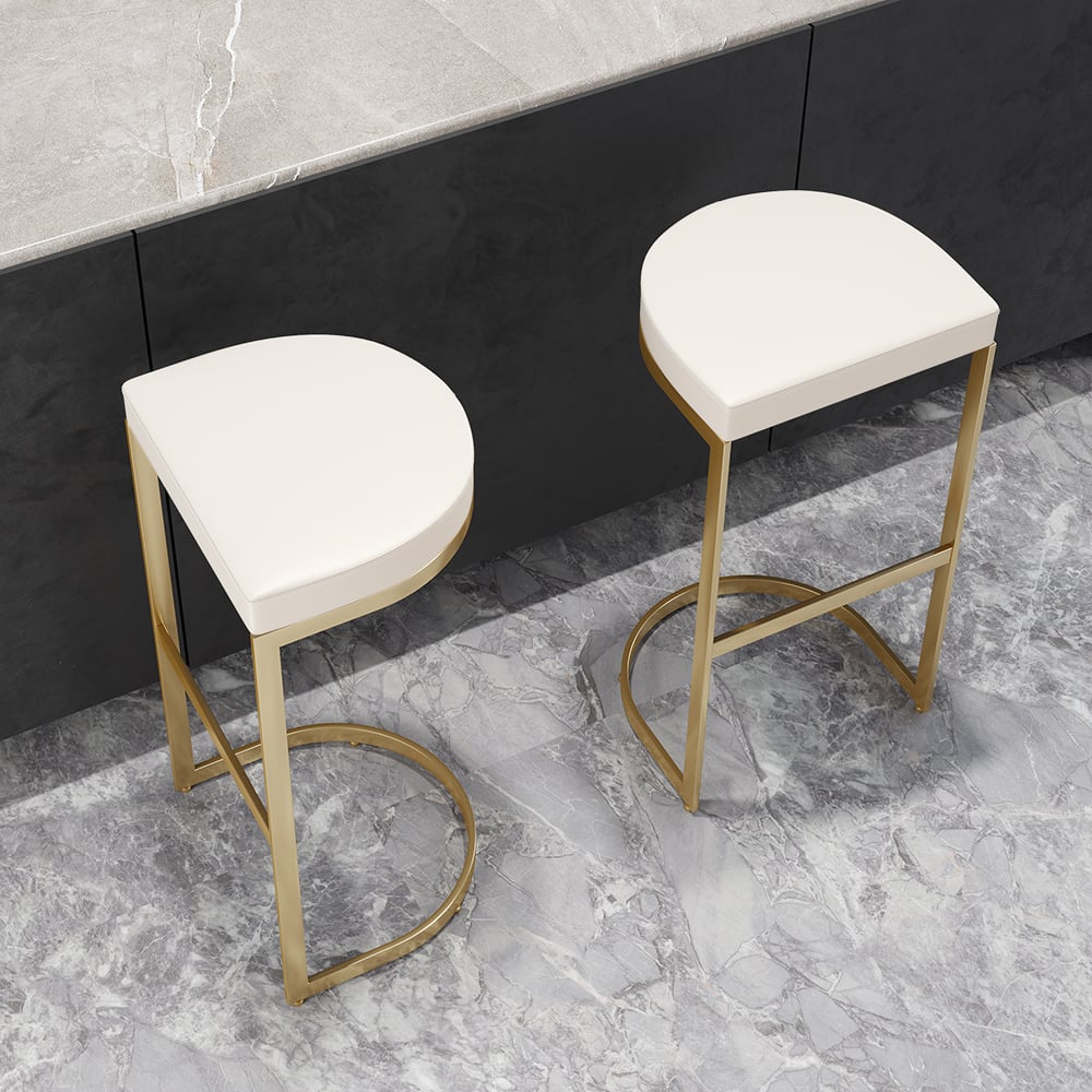 Questions and Answers for Modern Off-White PU Leather Counter Stool Stainless Steel Gold Frame