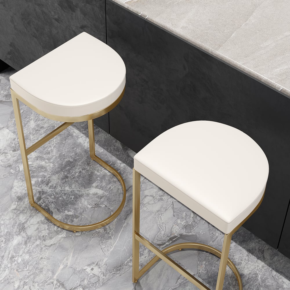 Questions and Answers for Modern Off-White PU Leather Counter Stool Stainless Steel Gold Frame