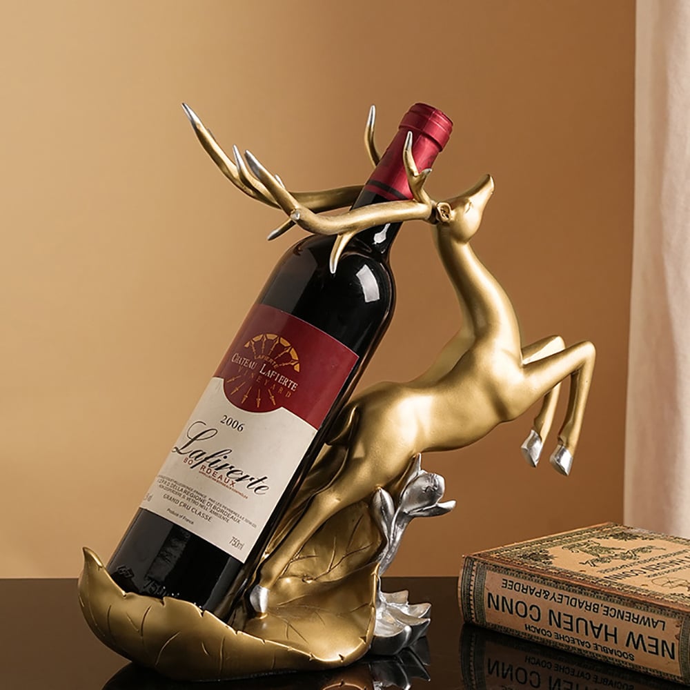 Questions et Réponses pour Porte-bouteille de vin Golden Deer en résine, décoration d'armoire moderne