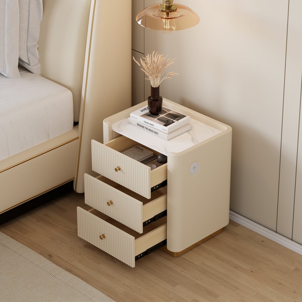 Customer Reviews for Modern 3-Drawer Nightstand with Sintered Stone Top & USB Port