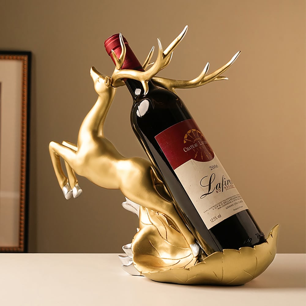 Questions et Réponses pour Porte-bouteille de vin Golden Deer en résine, décoration d'armoire moderne