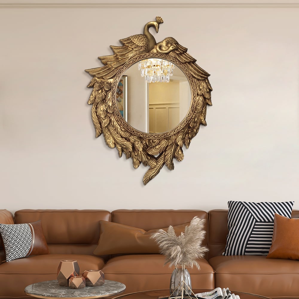 Customer Reviews for 740mm Traditional Peacock Wall Mirror Abstract Resin Decor Art Living Room in Bronze