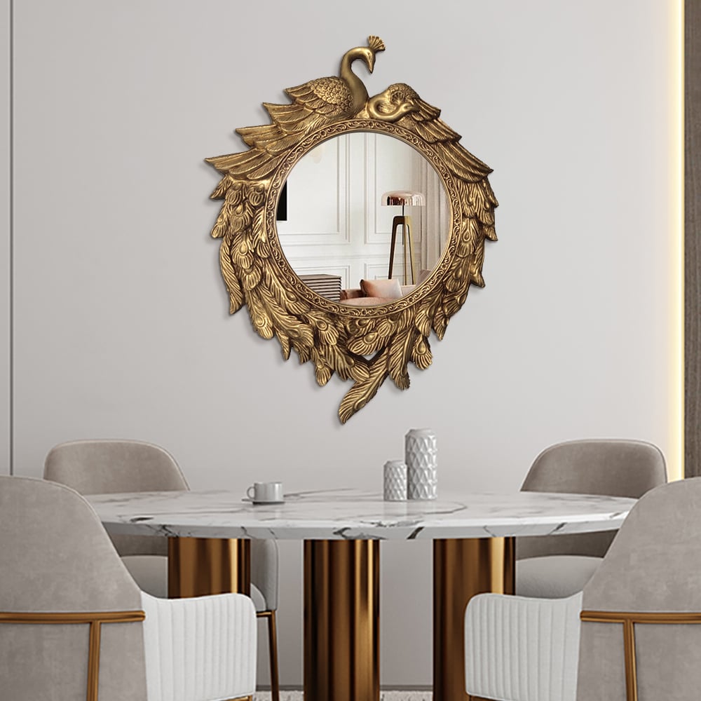 Customer Reviews for 740mm Traditional Peacock Wall Mirror Abstract Resin Decor Art Living Room in Bronze