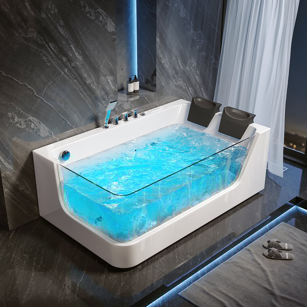 Questions and Answers for 71" Double Jacuzzi Bathtub with Jetted Massage & Ambient Lighting