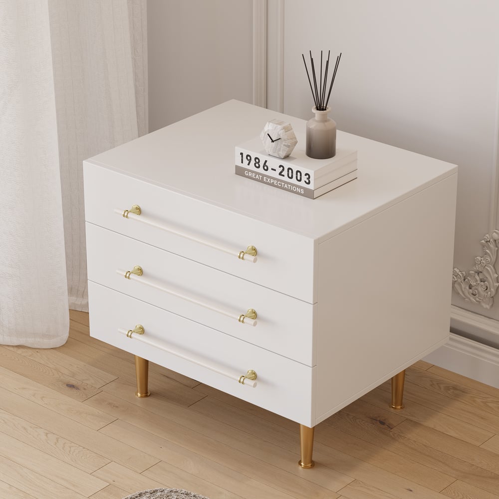 Questions and Answers for Modern White 3 Drawer Nightstand Bedside Table with Storage