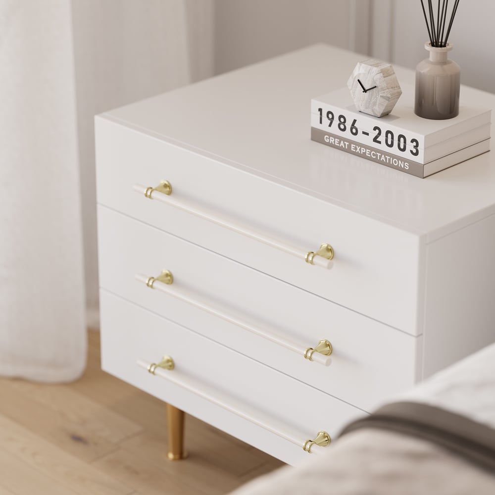 Questions and Answers for Modern White 3 Drawer Nightstand Bedside Table with Storage