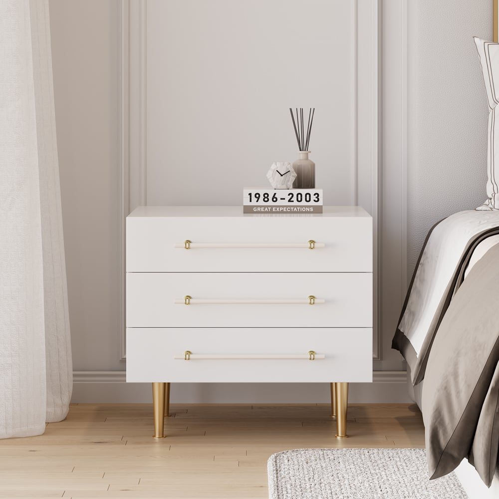 Questions and Answers for Modern White 3 Drawer Nightstand Bedside Table with Storage