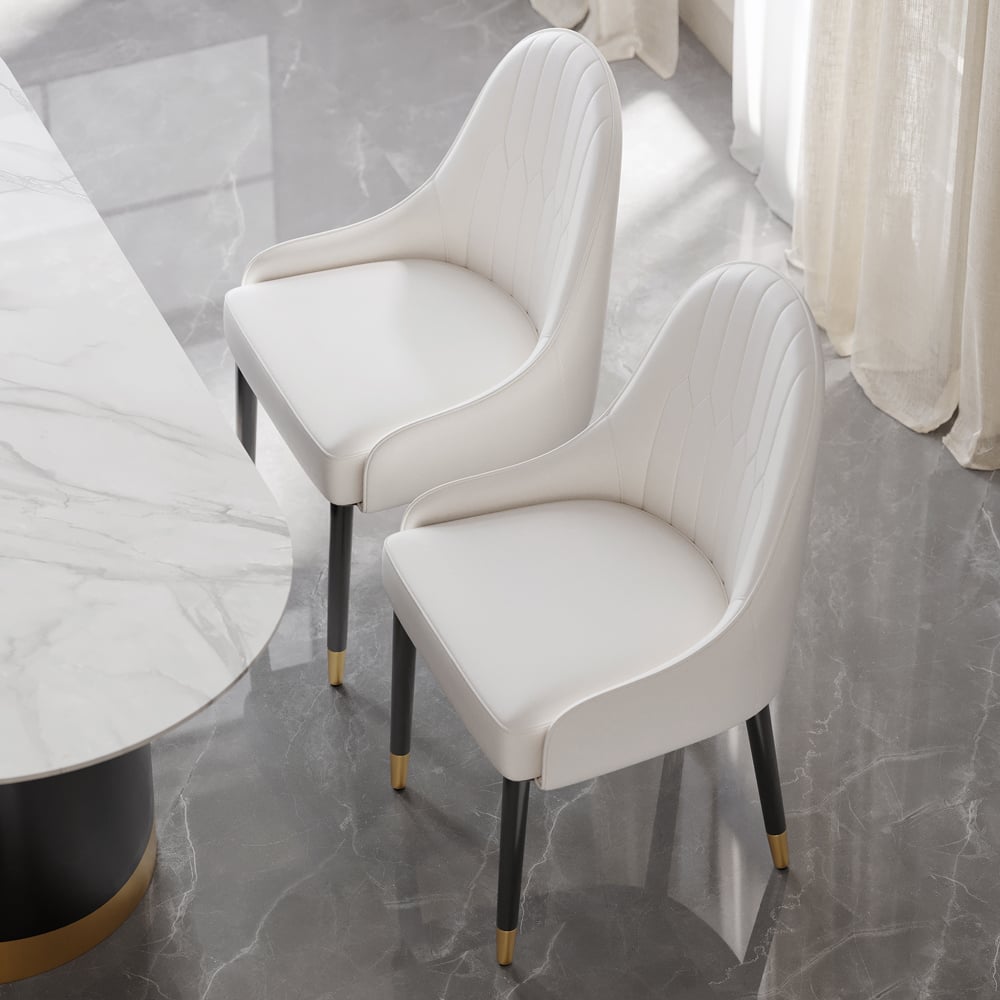 Pytania i odpowiedzi dla 2 szt. Białe krzesła do jadalni ze skóry PU z metalowymi nogami