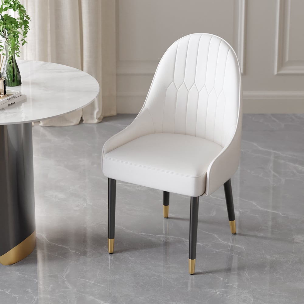 Pytania i odpowiedzi dla 2 szt. Białe krzesła do jadalni ze skóry PU z metalowymi nogami