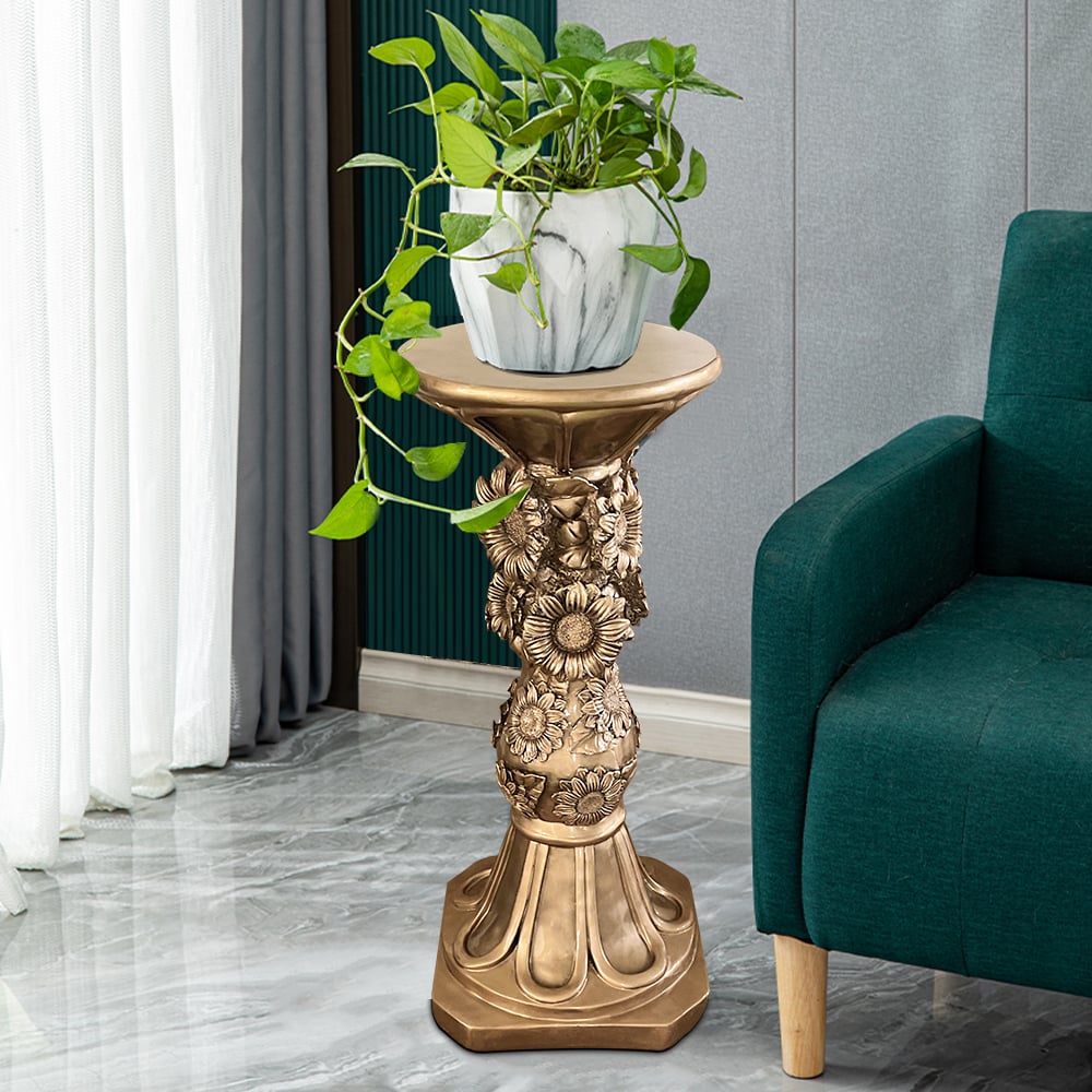 Reseñas de Clientes para Escultura dorada con pedestal de girasol vintage de 740 mm de altura para decoración de interiores